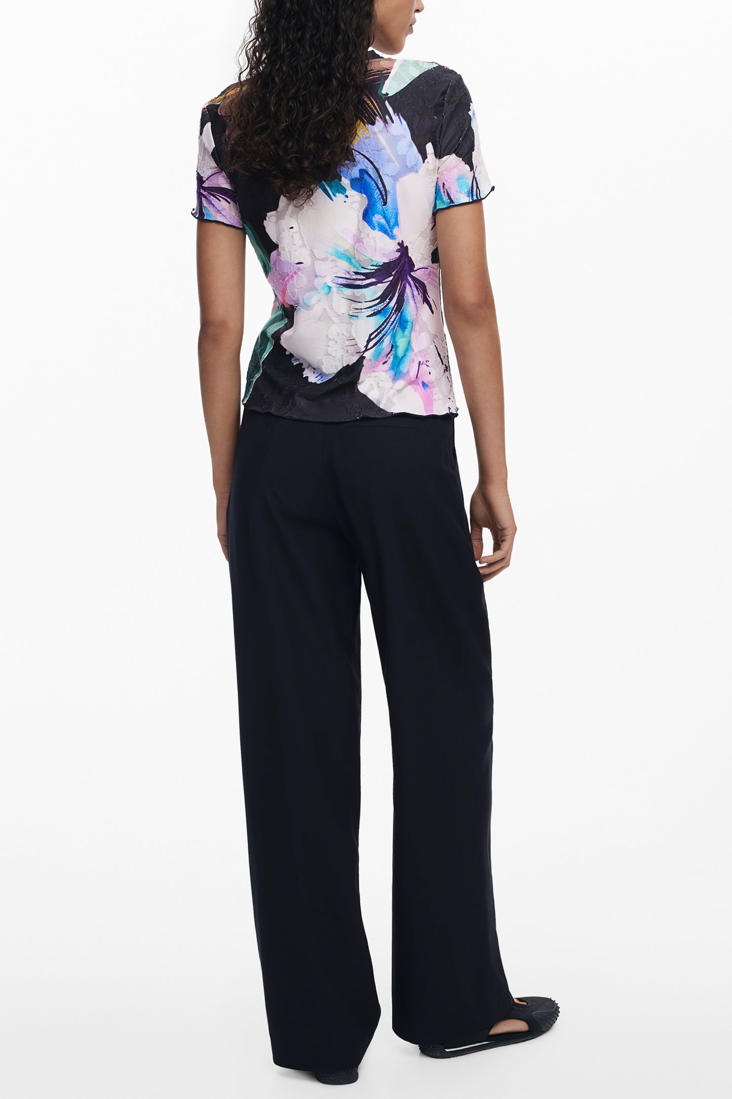 DESIGUAL T-SHIRT MANICHE CORTE DONNA NERO