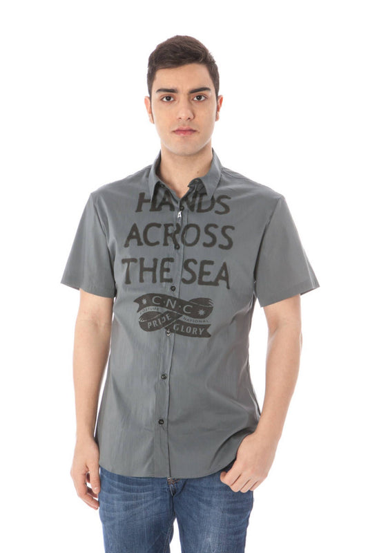COSTUME NATIONAL CAMICIA MANICHE CORTE UOMO GRIGIO