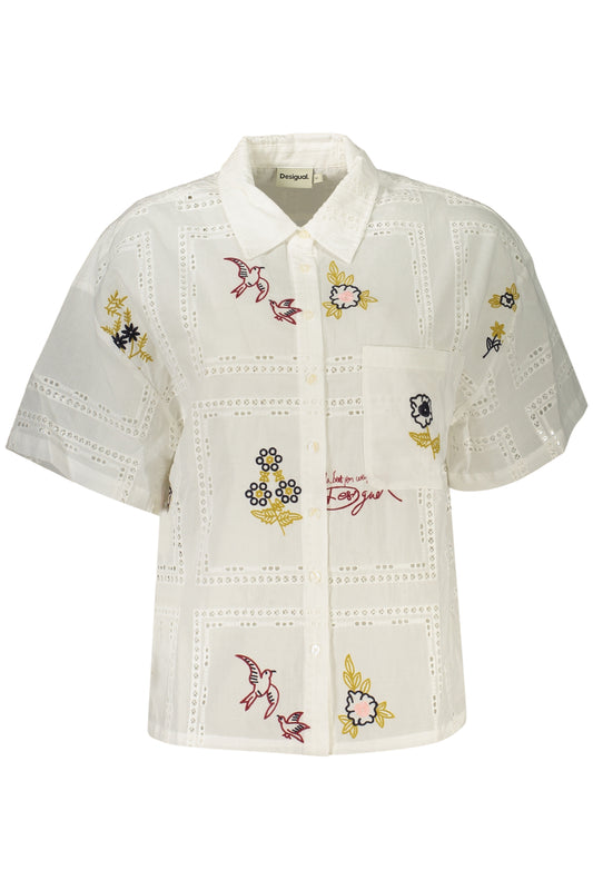 DESIGUAL CAMICIA MANICHE CORTE DONNA BIANCO