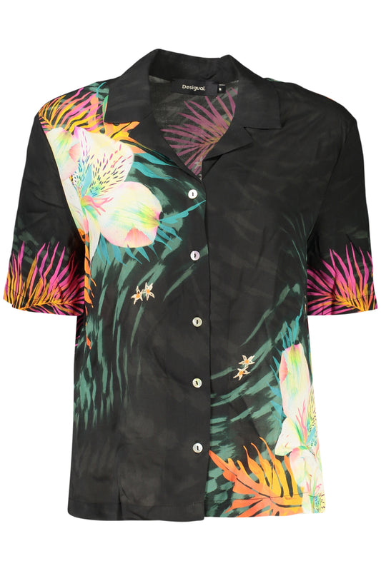 DESIGUAL CAMICIA MANICHE CORTE DONNA NERO