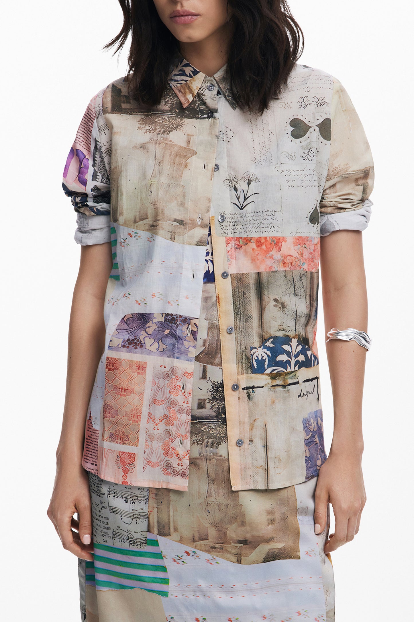 DESIGUAL CAMICIA MANICHE LUNGHE DONNA BEIGE