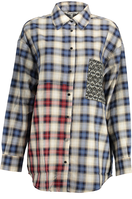 DESIGUAL CAMICIA MANICHE LUNGHE DONNA BLU