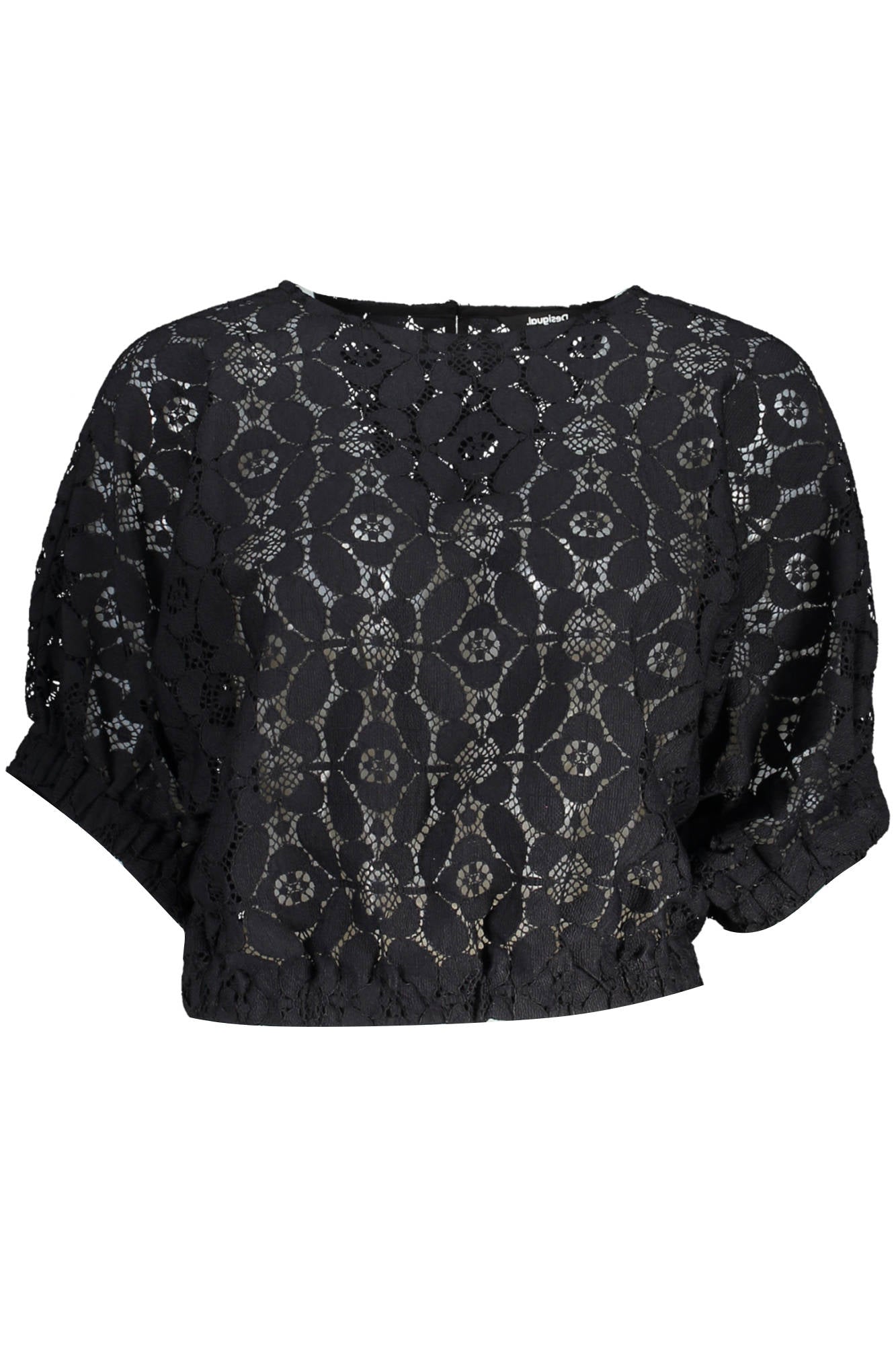 DESIGUAL T-SHIRT MANICHE CORTE DONNA NERO