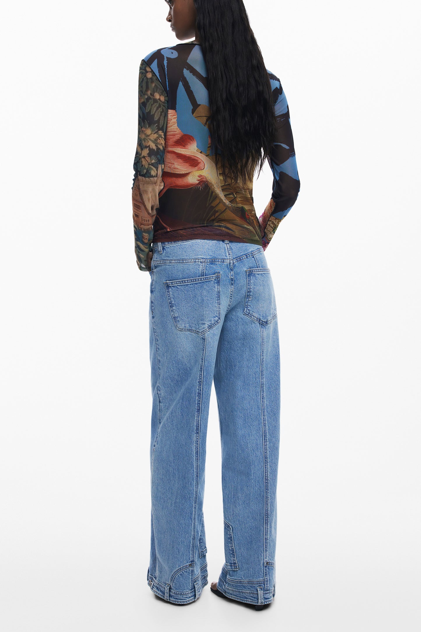 DESIGUAL T-SHIRT MANICHE LUNGHE DONNA NERO