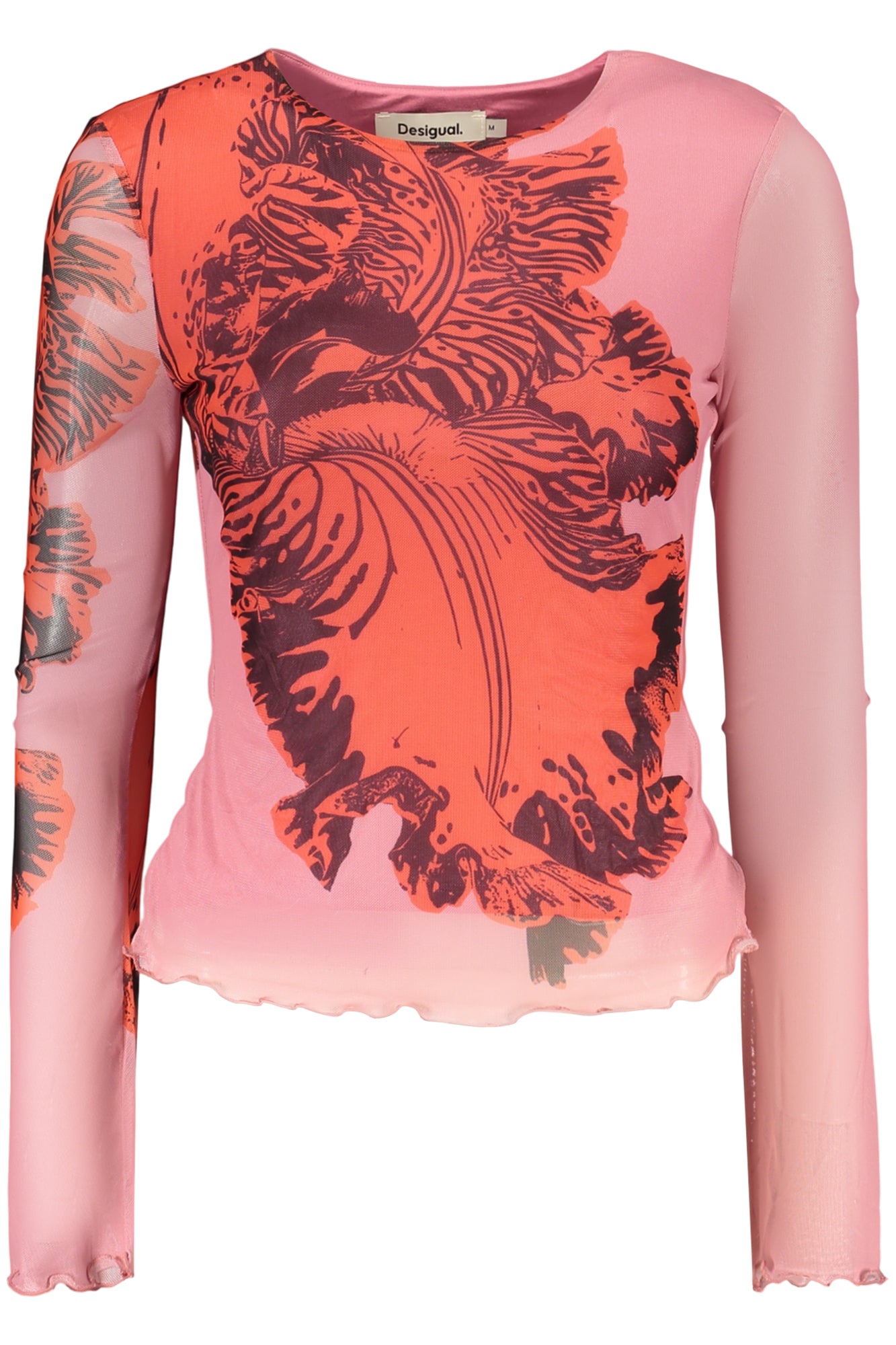 DESIGUAL T-SHIRT MANICHE LUNGHE DONNA ROSA