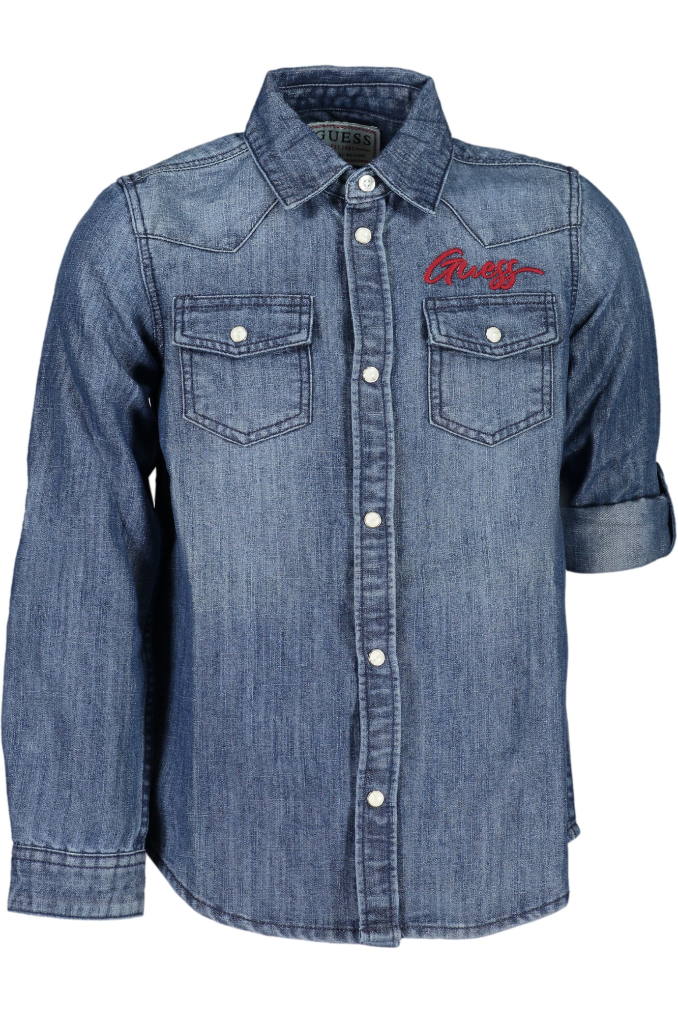 GUESS JEANS CAMICIA MANICHE LUNGHE BAMBINA BLU