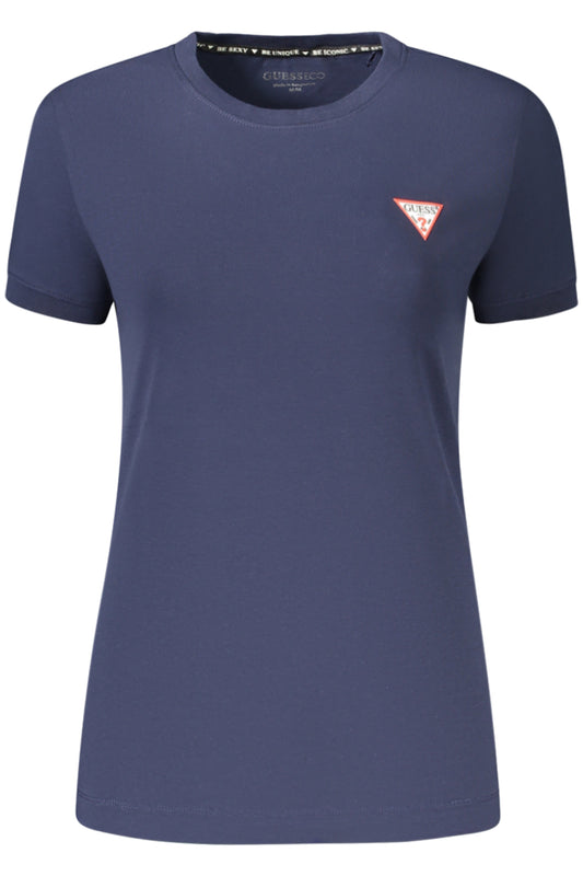 GUESS JEANS T-SHIRT MANICHE CORTE DONNA BLU